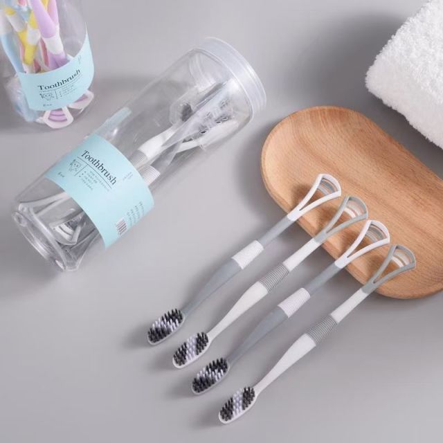 12717214.多功能瓶装桶装刮舌苔牙刷硅胶双效舌苔清洁牙刷软毛