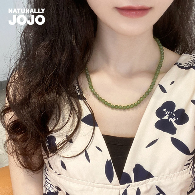 13225418.和田玉晴水高冰深晴和田玉项链玉石珠链