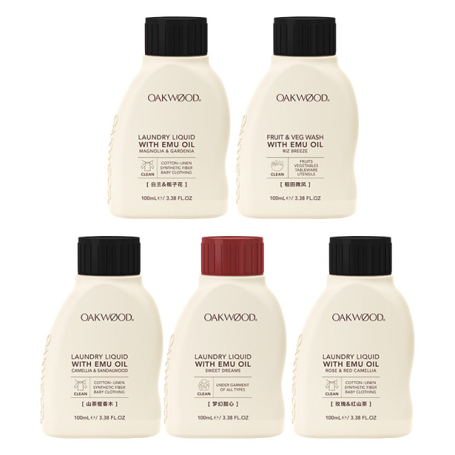 13433519.【超值秒杀到手500ML】Oakwood奥克伍德(洗衣液+内衣洗)5瓶旅行装家用抑菌除螨持久留香 效期28.9