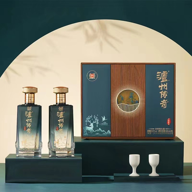 12608609.泸州传奇仁缘聚福52度浓香型白酒500ml*2瓶礼盒