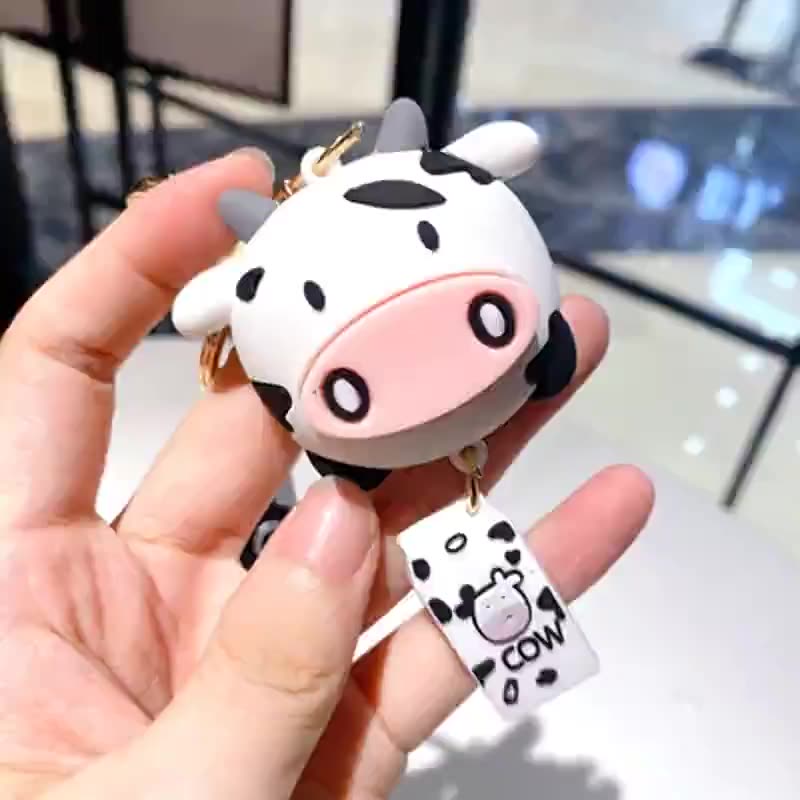 12672203.韩版创意新款卡通可爱奶牛钥匙扣挂件汽车包包挂饰牛年小礼物