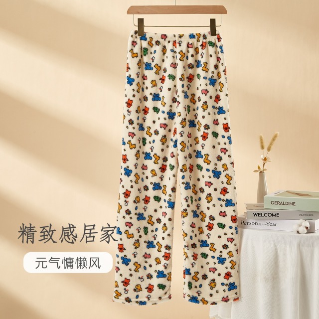 11162858.培蒙珊瑚绒睡裤女秋冬抗寒保暖裤居家休闲新款可外穿睡裤女