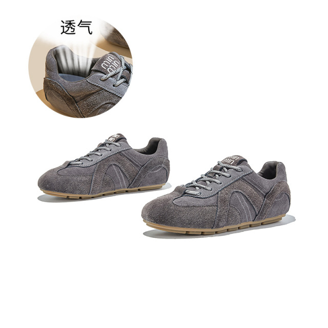 13684737.聚福鸟春秋季头层牛皮平底百搭休闲德训鞋休闲女鞋
