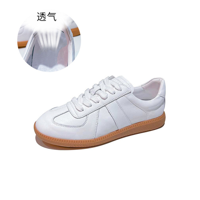13691385.聚福鸟春秋季新款真皮女鞋百搭休闲鞋女士小白鞋女休闲平底德训鞋