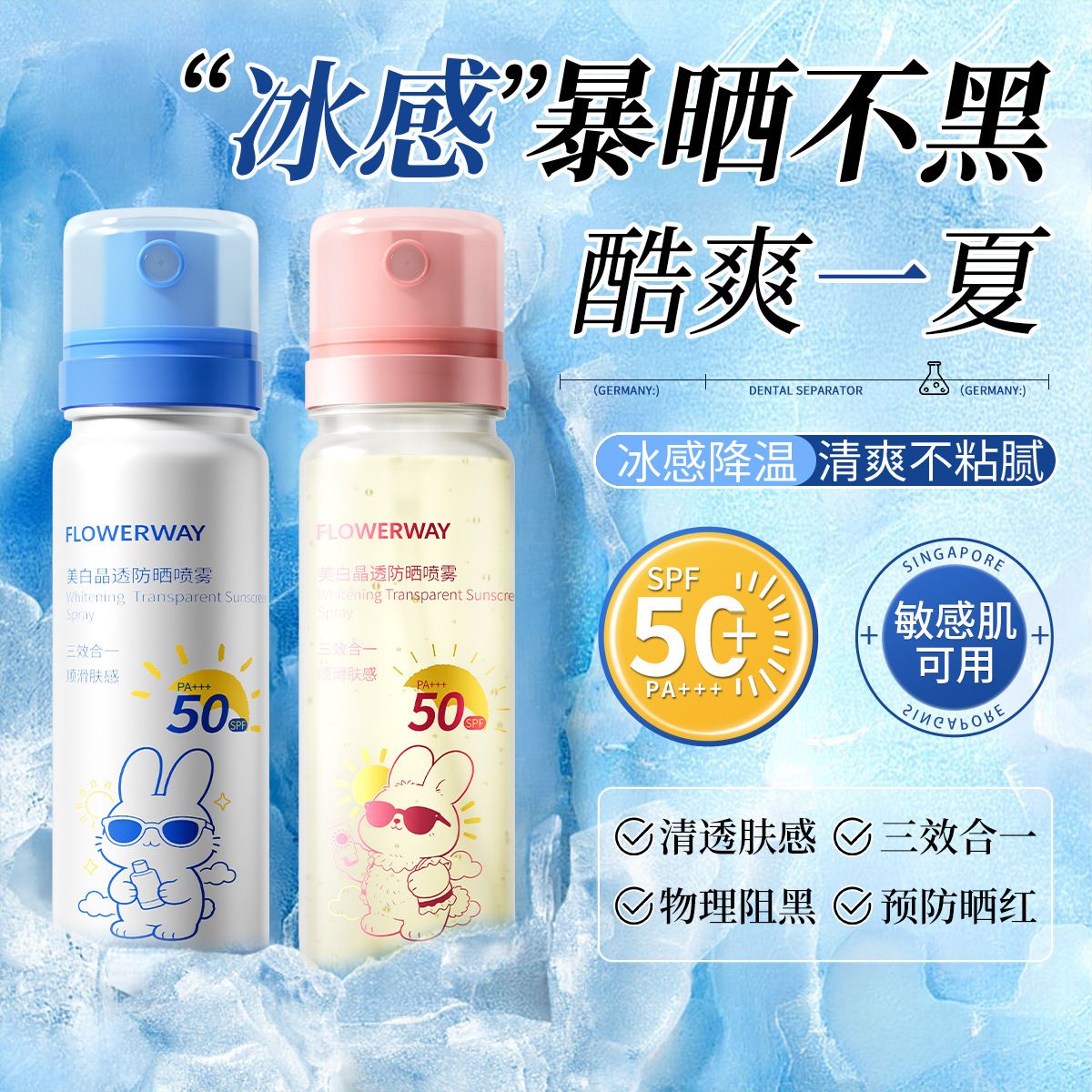 13468930.【特惠】美白晶透防晒喷雾高倍强防晒清爽不油腻全波段高效防晒