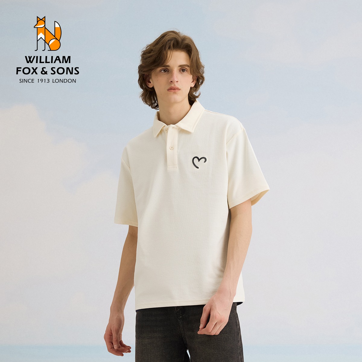 13375639.WILLIAM FOX&SONS 英国小狐狸 夏季设计感立体爱心针织弹力polo衫男女同款短袖