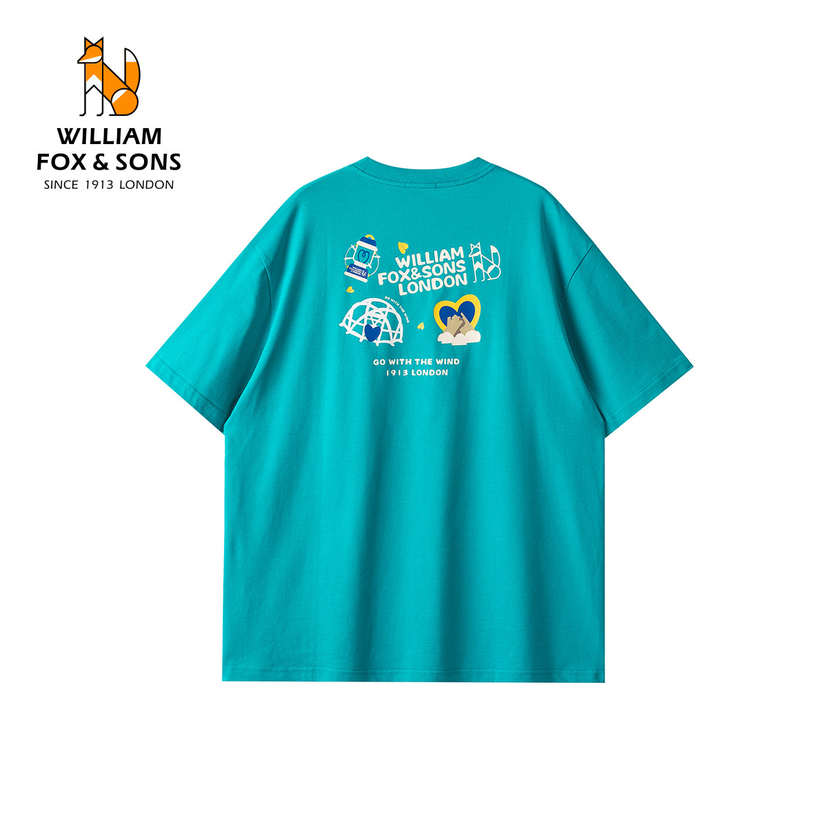 13376335.WILLIAM FOX&SONS 威廉福克斯 26夏多巴胺色系鬼马童趣品牌印花100%棉短袖T恤