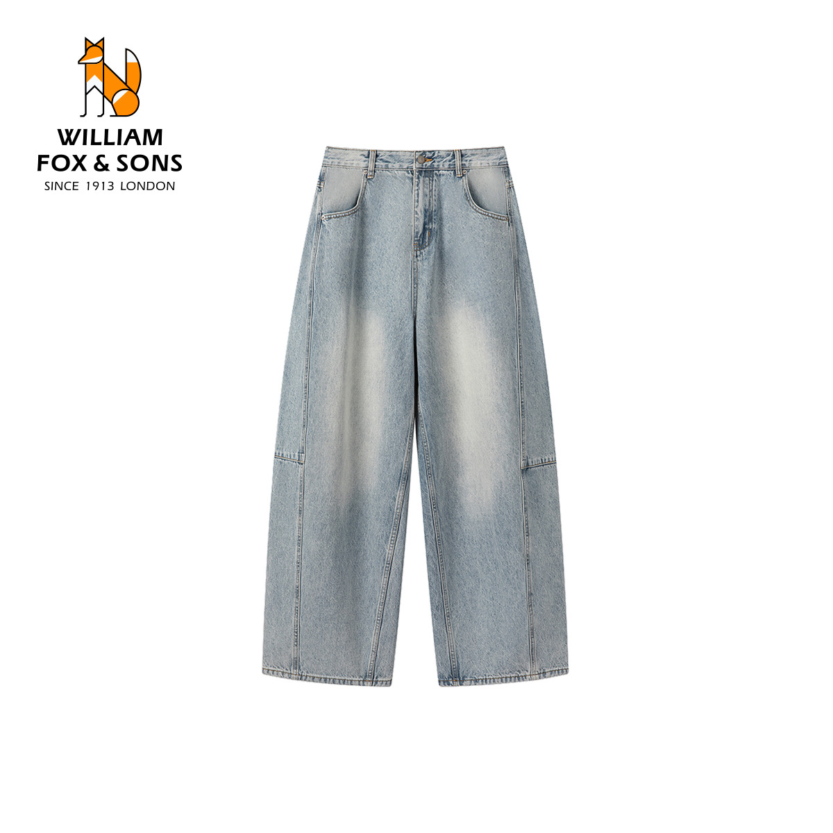 13376609.WILLIAM FOX&SONS 威廉福克斯 26春季新款石磨水洗工艺棉感亲肤面料宽松弯刀牛仔裤男