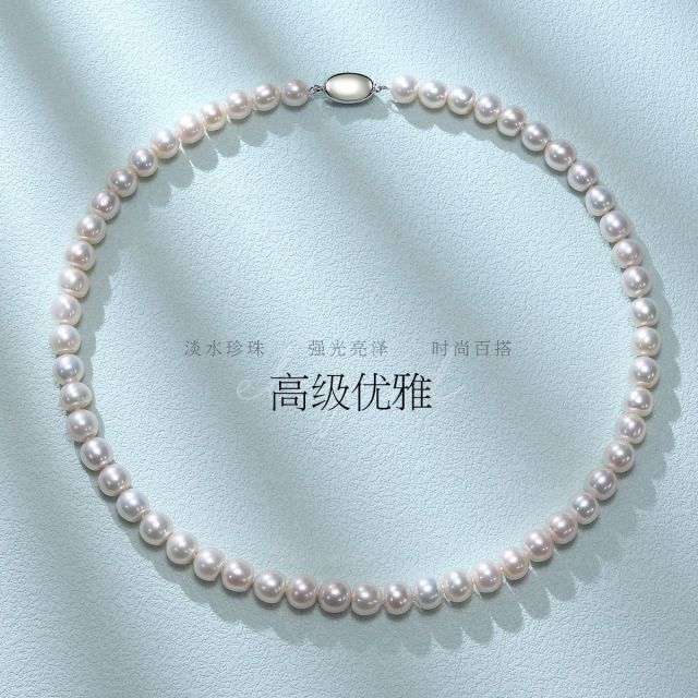 11288081.佰色传情无核7.5-8.5mm淡水珍珠S925银项链锁骨链送妈妈婆婆