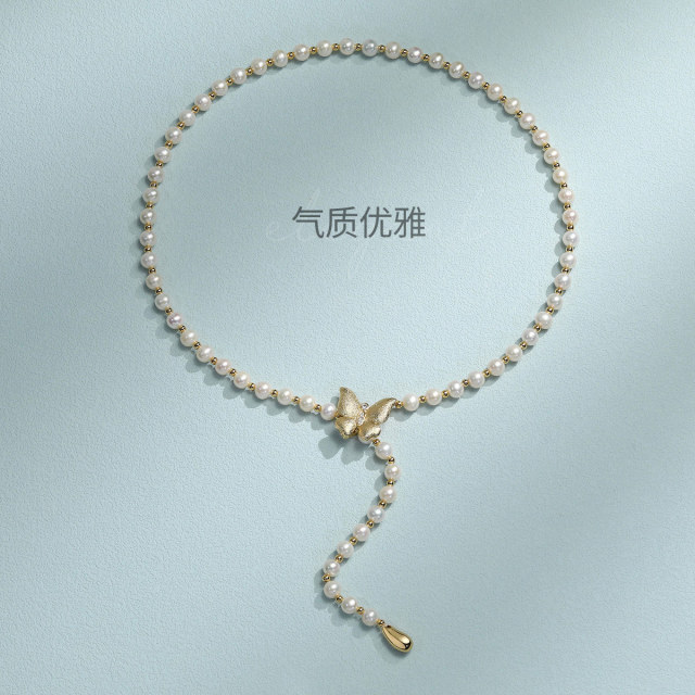 11299581.佰色传情无核淡水珍珠蝴蝶中长款气质优雅高级感女项链毛衣链