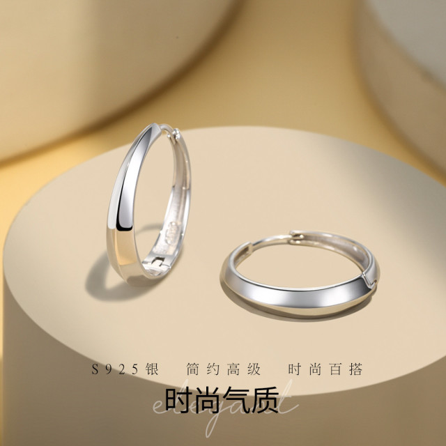 11322031.佰色传情S925银时尚气质个性不规则圆圈耳圈耳环耳饰耳扣