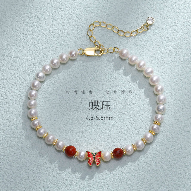 11327808.佰色传情【蝶珏】S925银淡水珍珠国潮文艺蝴蝶手链腕链手串女手饰