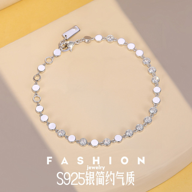11700923.佰色传情S925银简约气质百搭豆豆圆珠百搭手链腕链手饰