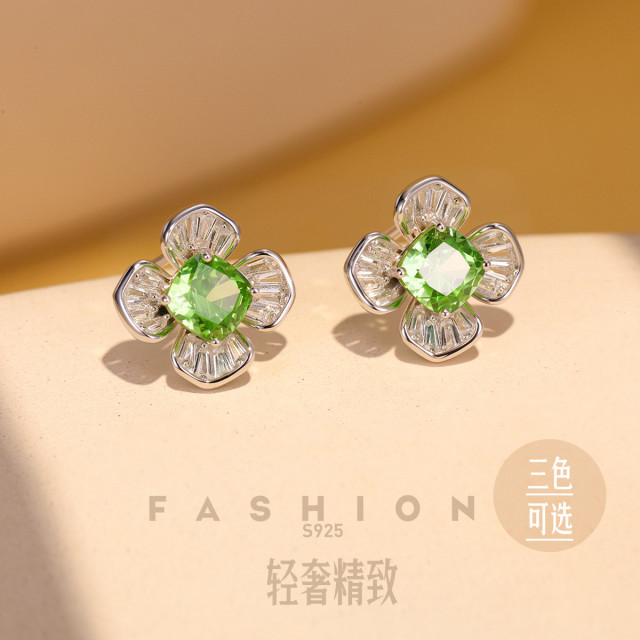 12163149.佰色传情S925银花朵精致小众设计清新气质耳钉耳饰项链锁骨链多款可选