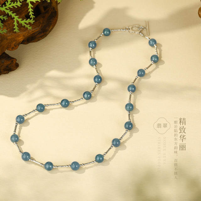 12353773.佰色传情S925银翡翠气质清新小众设计项链锁骨链手链腕链两款可选
