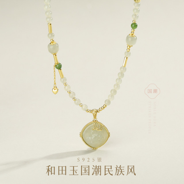 12407636.佰色传情S925银和田玉新中式国潮民族风气质女百搭项链锁骨链