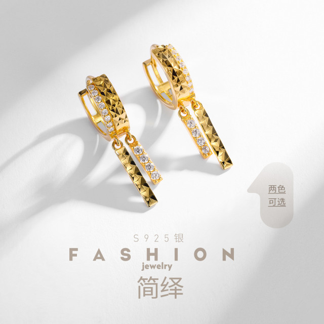 12822000.佰色传情【简绎】S925银简约小众设计高级感气质耳环耳饰耳扣两色可选