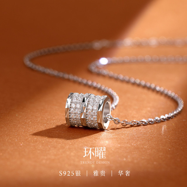 13535804.佰色传情S925银双环小蛮腰项链轻奢小众高级感通勤锁骨链