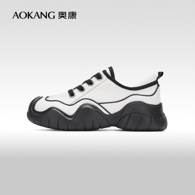 11694228.【舒适好穿】奥康AOKANG女鞋拼色厚底休闲鞋青春活力运动单鞋