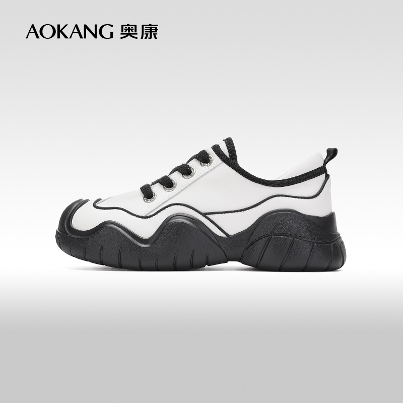 11694228.【舒适好穿】奥康AOKANG女鞋拼色厚底休闲鞋青春活力运动单鞋