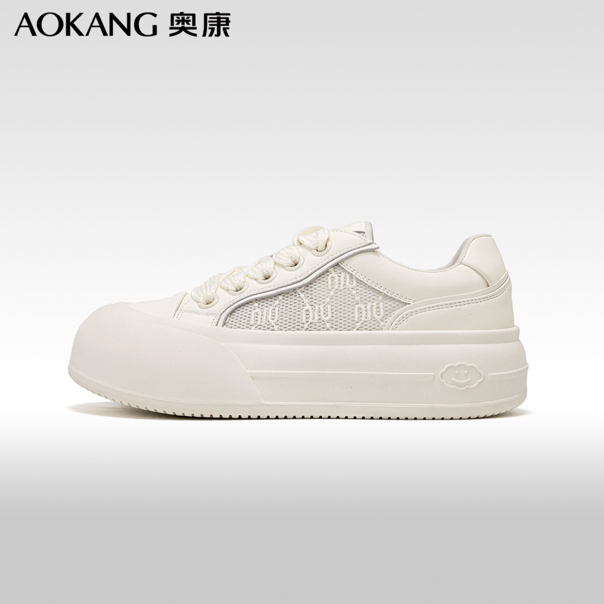 12226803.【舒适好穿】奥康女鞋春秋季新款小众时尚休闲圆头面包鞋简约舒适百搭网面板鞋