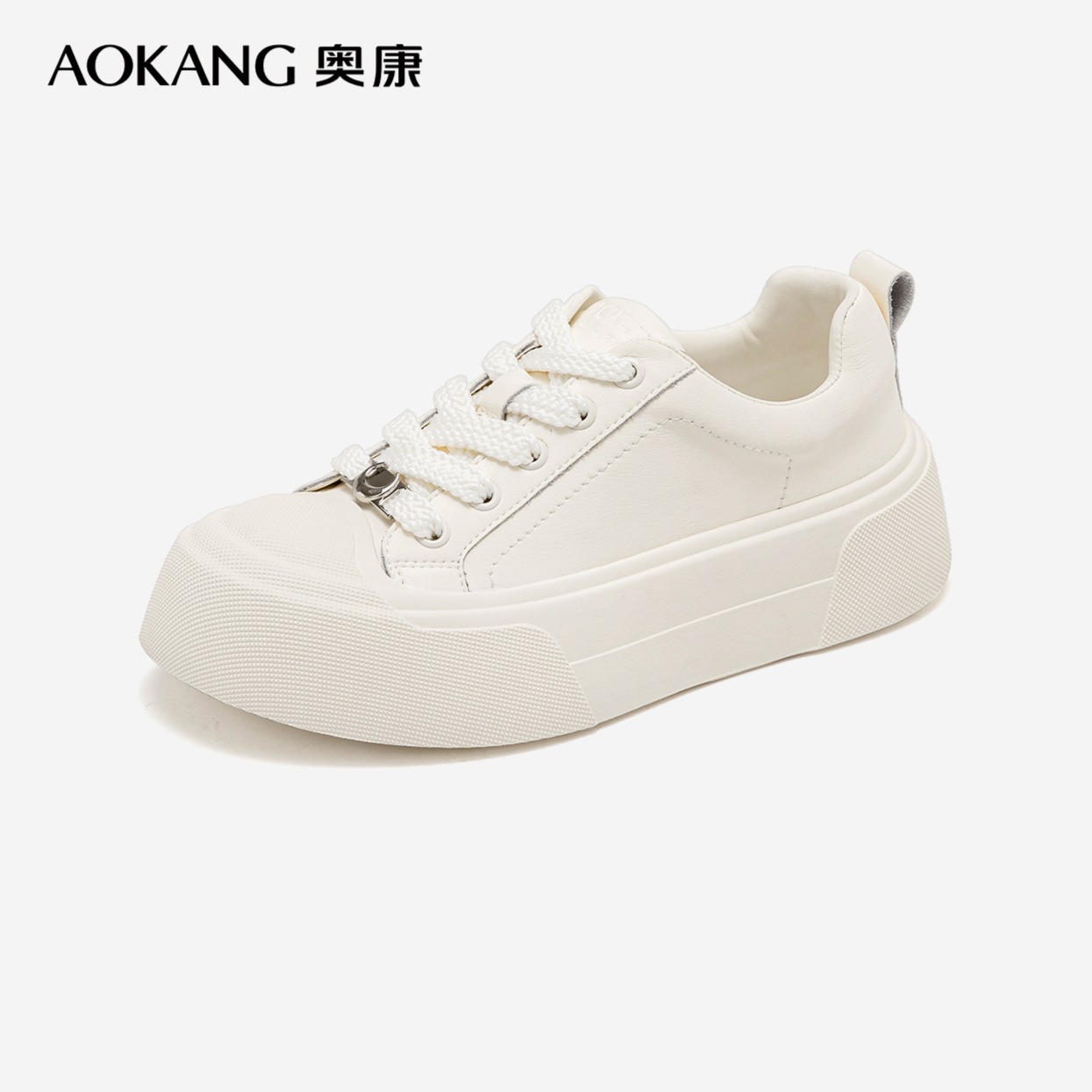 12266528.【舒适好穿】奥康女鞋 春秋季新款圆头活力百搭休闲板鞋舒适厚底青年面包鞋