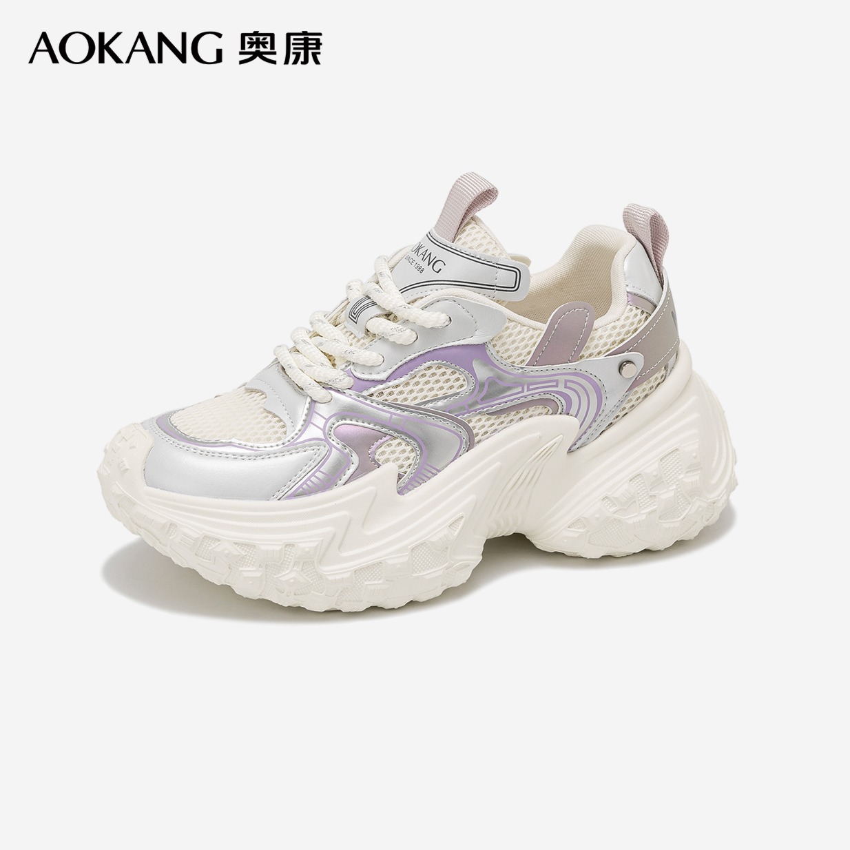 12275795.【舒适好穿】奥康女鞋 春季新款透气网面松糕休闲鞋显脚小百搭运动老爹鞋