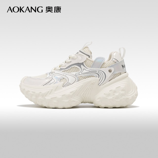12275795.【舒适好穿】奥康女鞋 春季新款透气网面松糕休闲鞋显脚小百搭运动老爹鞋