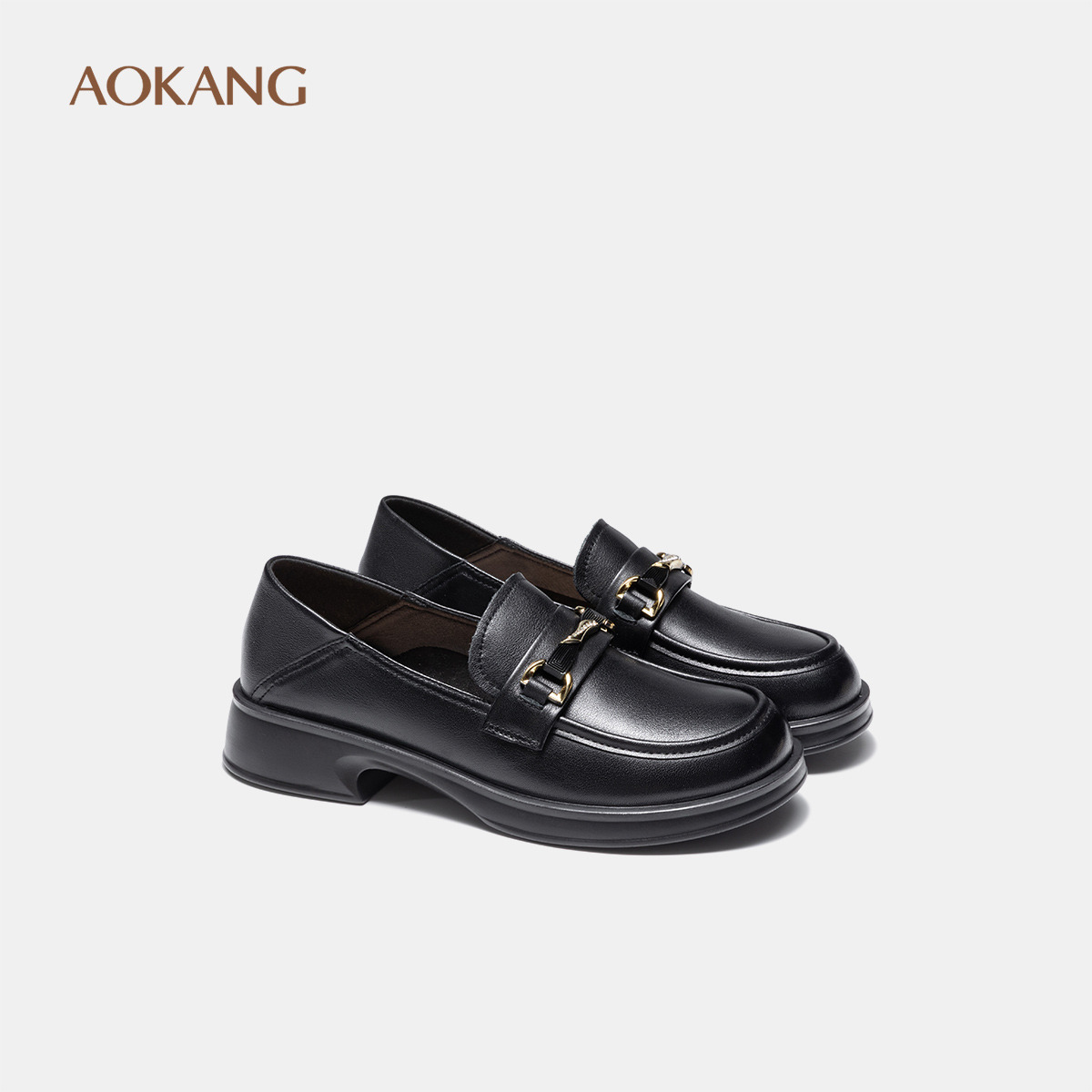12279509.【头层牛皮】奥康AOKANG女鞋时尚真皮单鞋舒适乐福鞋