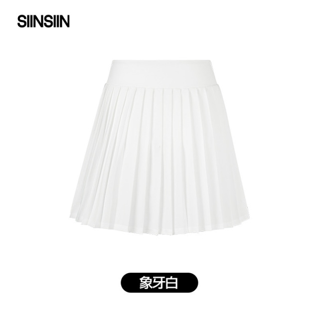 12440457.SIINSIIN百褶裙春夏半身裙女显瘦运动防走光白色a字短裙