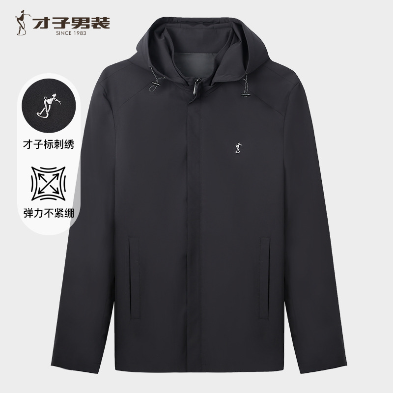 11680098.才子男装连帽抽绳刺绣夹克