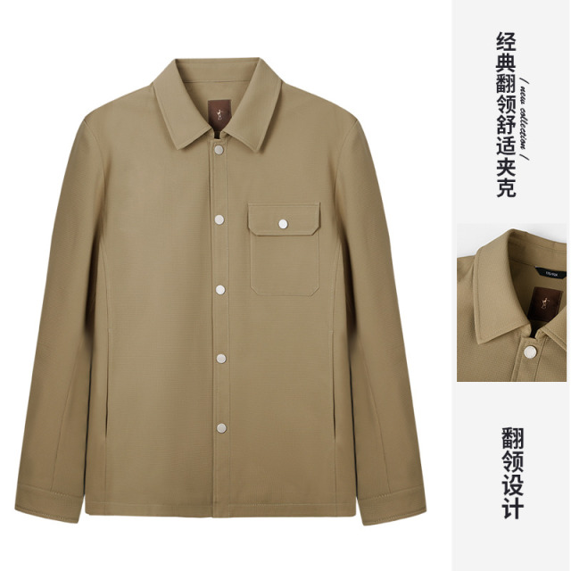 11680097.才子男装舒适翻领华夫格夹克
