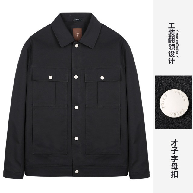 11289190.才子男装简约工装翻领夹克休闲外套