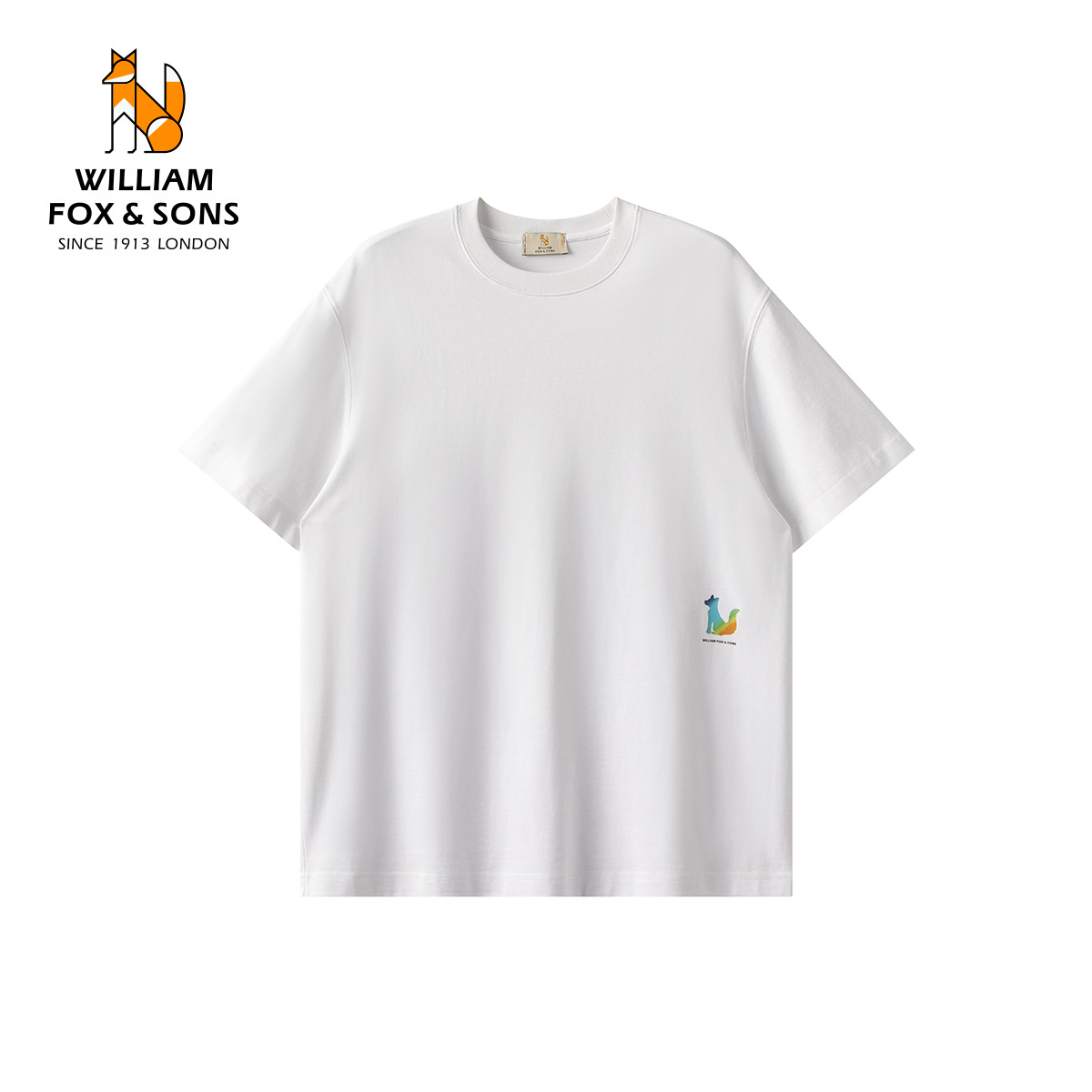 13376434.WILLIAM FOX&SONS 威廉福克斯 纤维32S双股针织彩虹狐狸波普艺术立体印花宽松休闲潮流短袖T恤