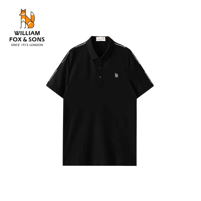 13374982.WILLIAM FOX&SONS 威廉福克斯 夏季新款小狐狸丝光薄款上衣压胶刺绣轻商务POLO衫男士短袖