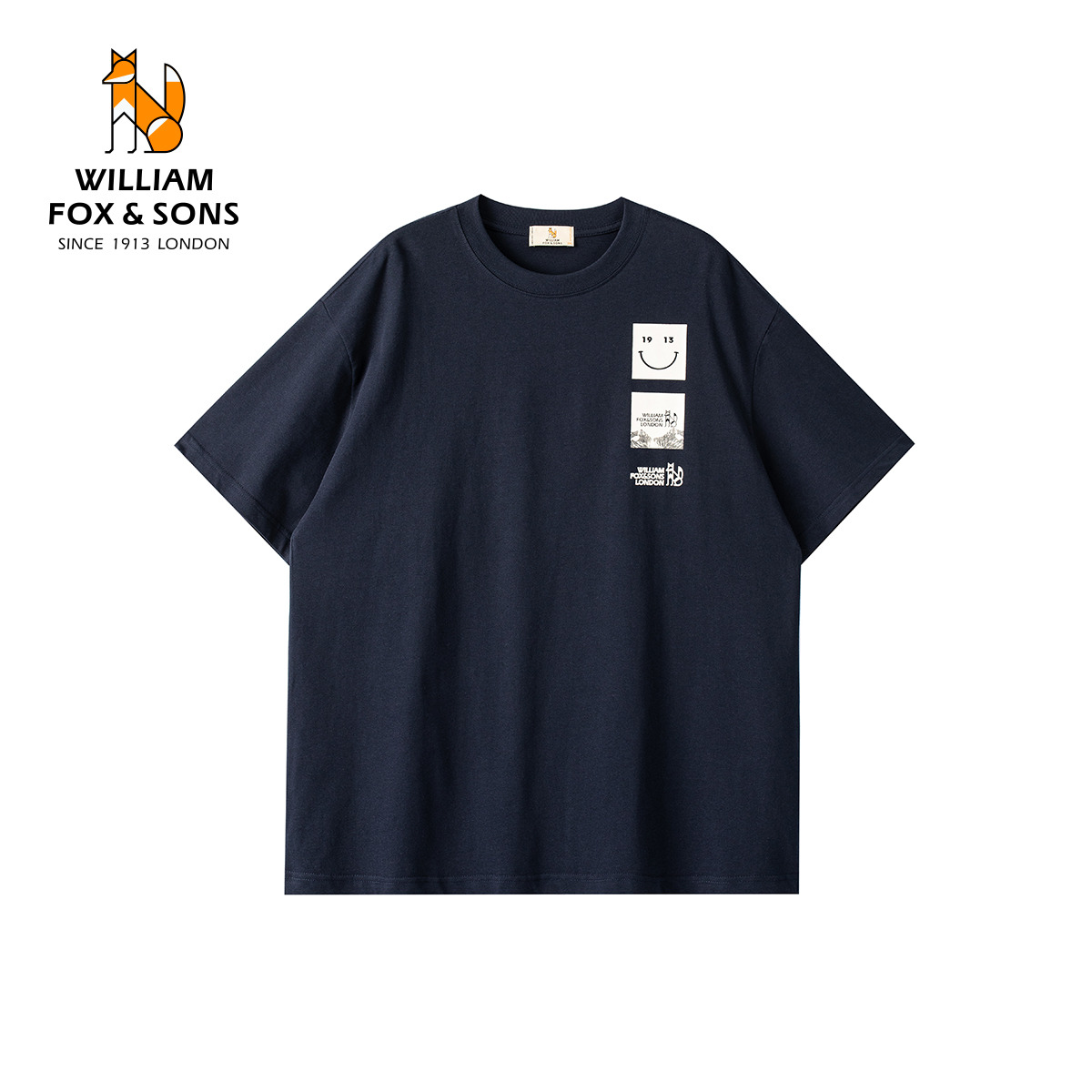 13376333.WILLIAM FOX&SONS 威廉福克斯 夏季矩形印花设计户外纯棉圆领短袖T恤男女款
