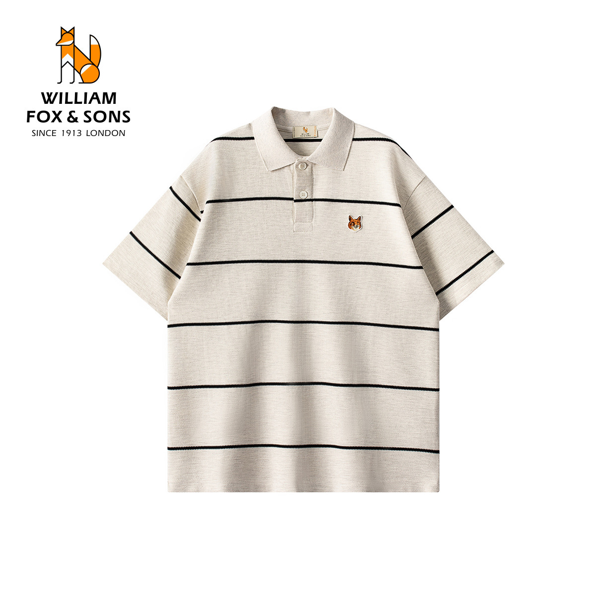 13376314.WILLIAM FOX&SONS 英国小狐狸 26夏季新品色织提花条纹针织弹力透气休闲短袖POLO衫男