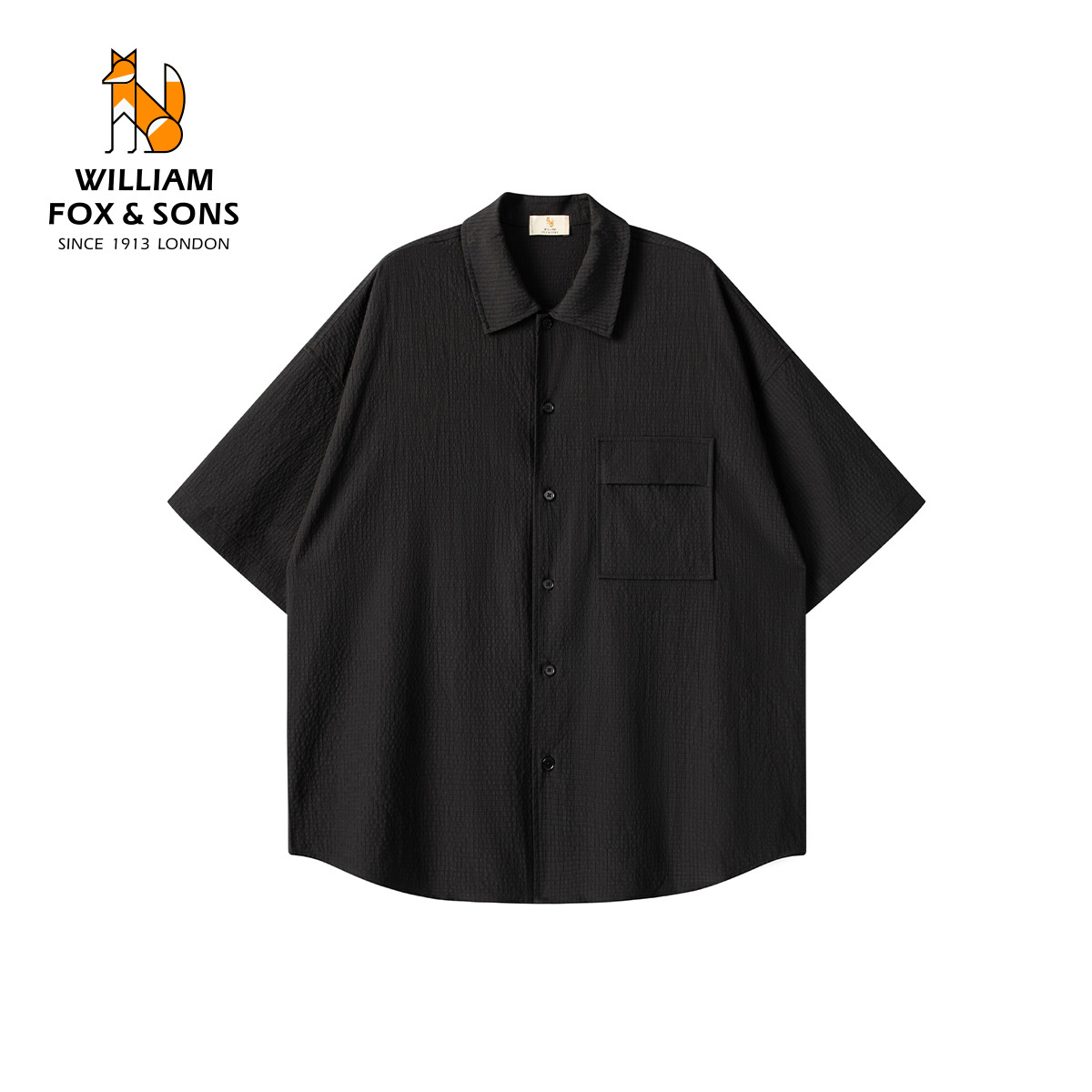 13376311.WILLIAM FOX&SONS 英国小狐狸 夏季新品微褶轻易泡泡纱暗格纹肌理感轻薄短袖衬衫