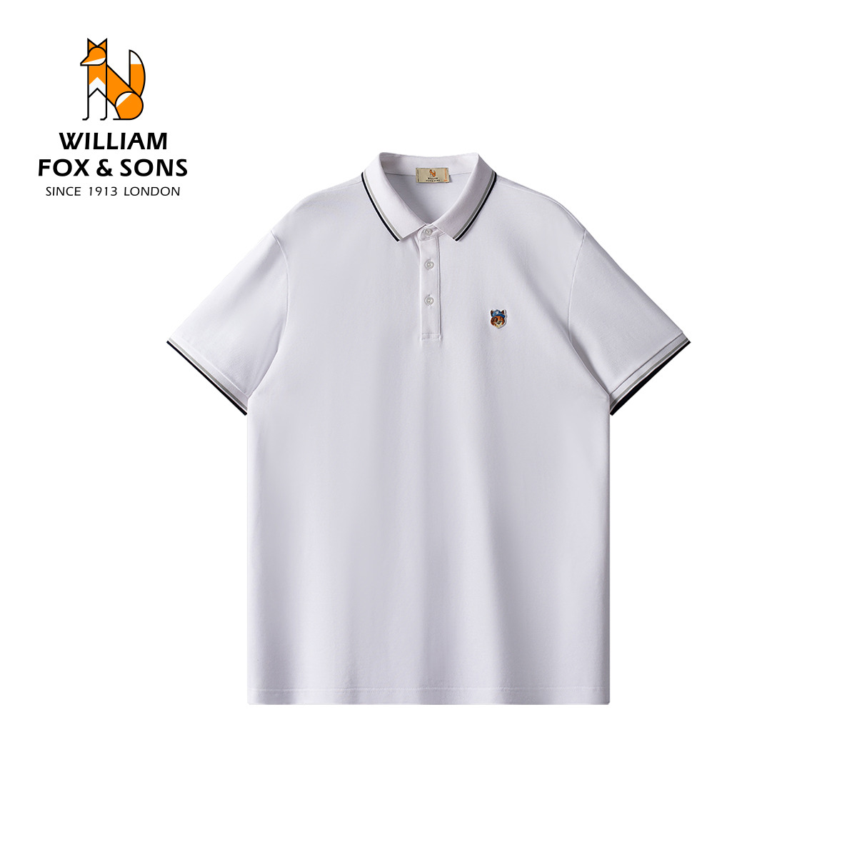 13376316.WILLIAM FOX&SONS 英国小狐狸 70支三股纱丝滑新疆长绒棉接触凉感5A抗菌通勤POLO衫男