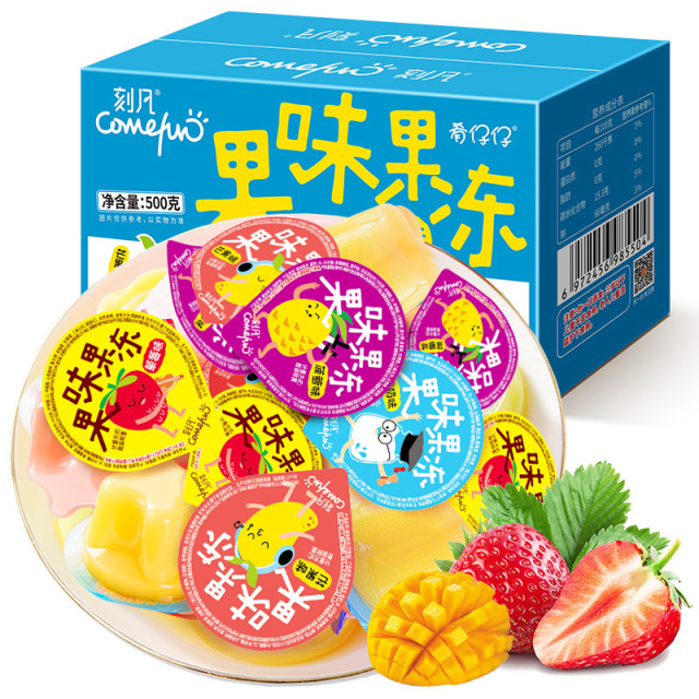 12868206.果味果冻500g/箱装果汁水果味果冻办公休闲解馋儿童零食