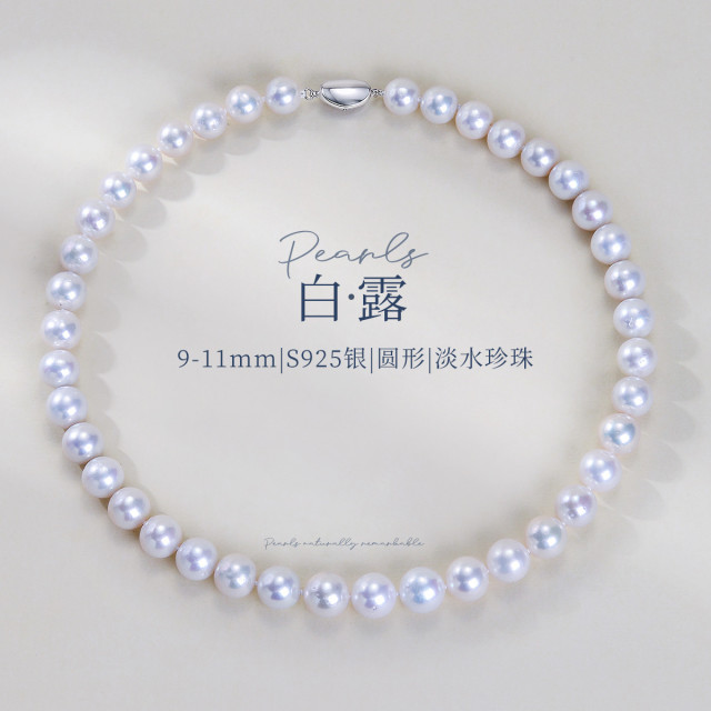 13767246.白露 9-11mm淡水珍珠S925银扣高光泽饱满项链锁骨链