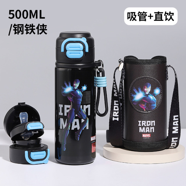 13725682.迪士尼米奇儿童500ML保温杯男孩2025新款草莓熊小学生上学专用吸管水杯