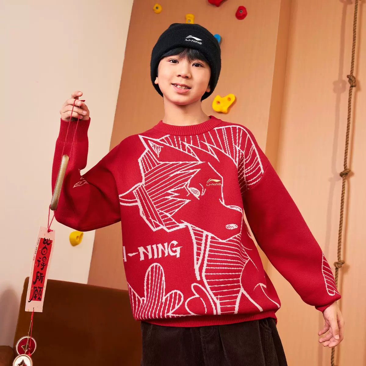 13775201.【110-175码套头卫衣】李宁童装男女童2026马年套头卫衣