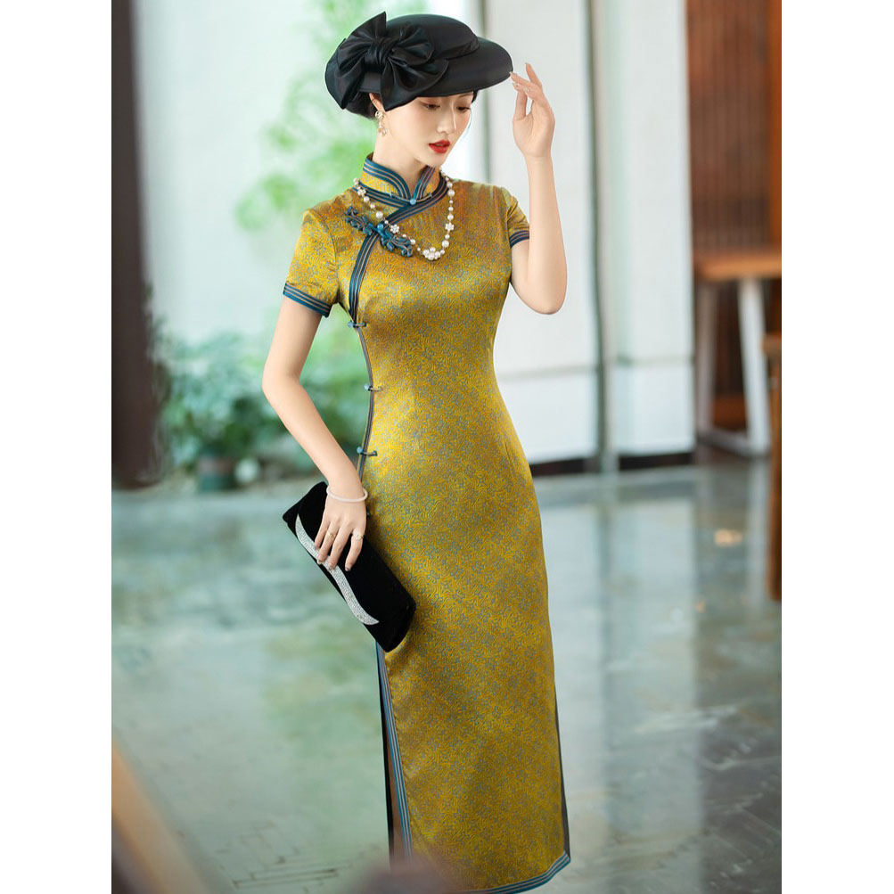 13268764.老上海高端真丝旗袍2026年新款女改良中国风桑蚕丝旗袍连衣裙长款