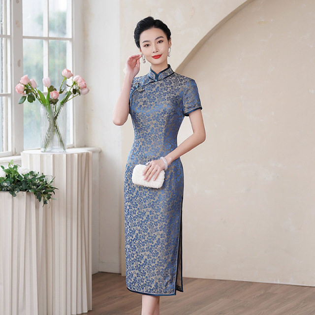 13268362.新中式真丝旗袍夏女2026新款短袖复古改良桑蚕丝连衣裙年轻款显瘦
