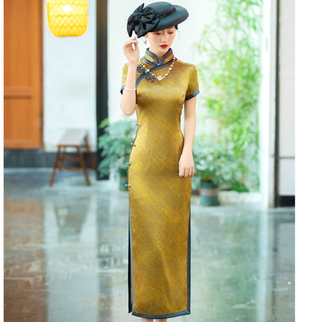 13268764.老上海高端真丝旗袍2026年新款女改良中国风桑蚕丝旗袍连衣裙长款
