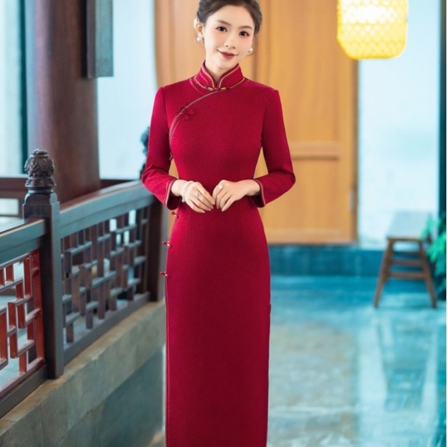13269209.高端加绒加厚喜婆婆旗袍冬季2025新款长袖中国风喜妈妈婚宴装礼服