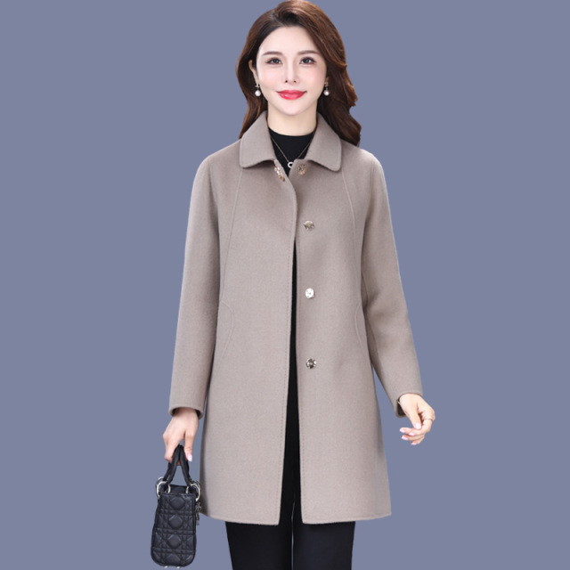 13690337.中老年双面呢羊毛大衣女中长款2026年新款妈妈秋冬装羊毛呢子