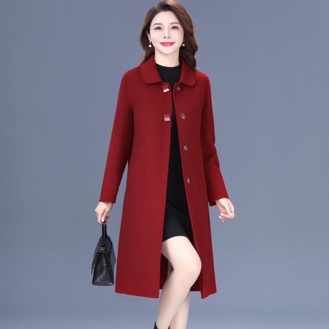 13690296.双面羊毛大衣中老年女妈妈装中长款宽松时尚洋气羊毛呢子外套