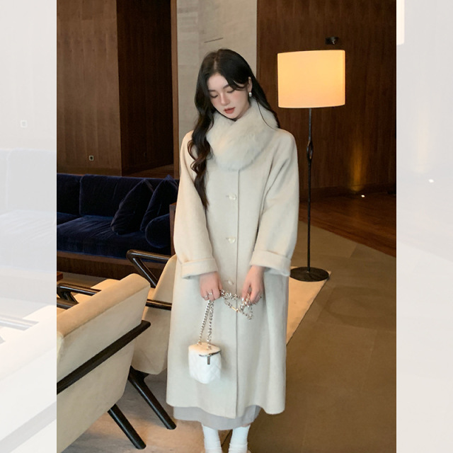 13728690.瑞士雪夜2026高级感秋冬羊毛外套女新款韩版宽松双面羊毛呢子大衣